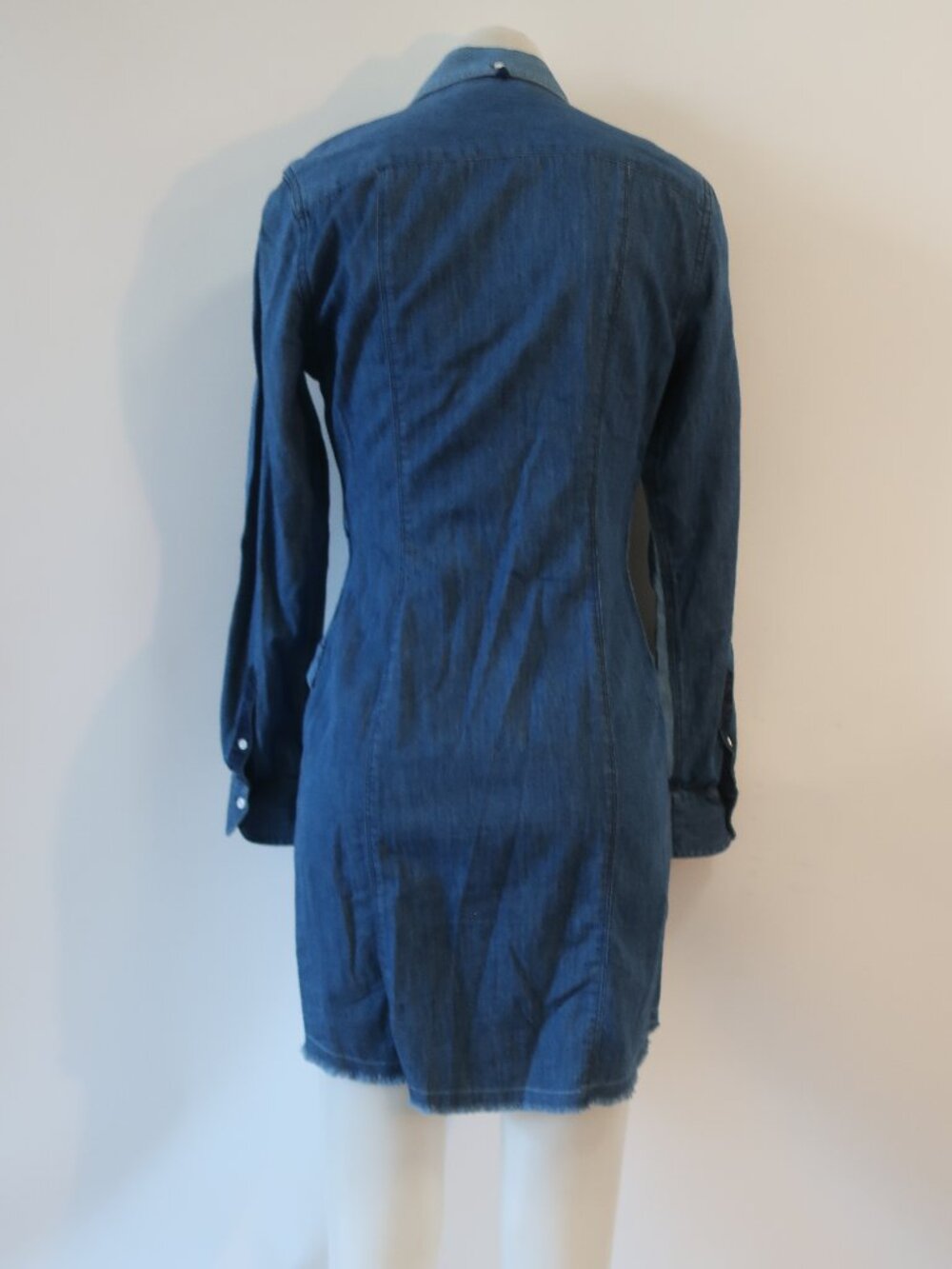 Women Rag & Bone Sadie Indigo Blue (Item-318) Cotton Silk Destroy Shirt Dress S - Picture 10 of 11